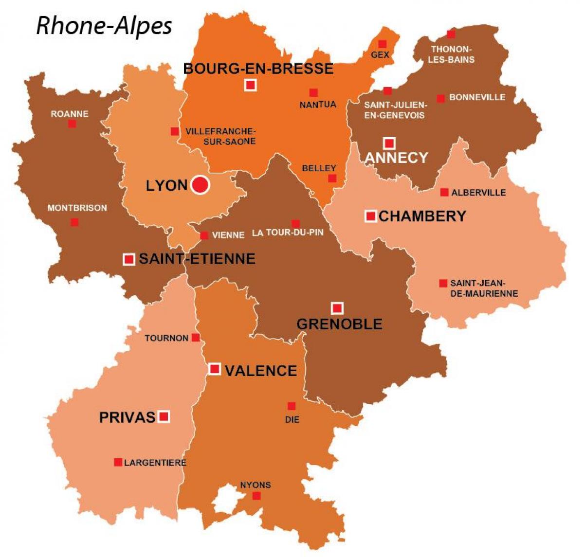 Lyon regiune franța hartă