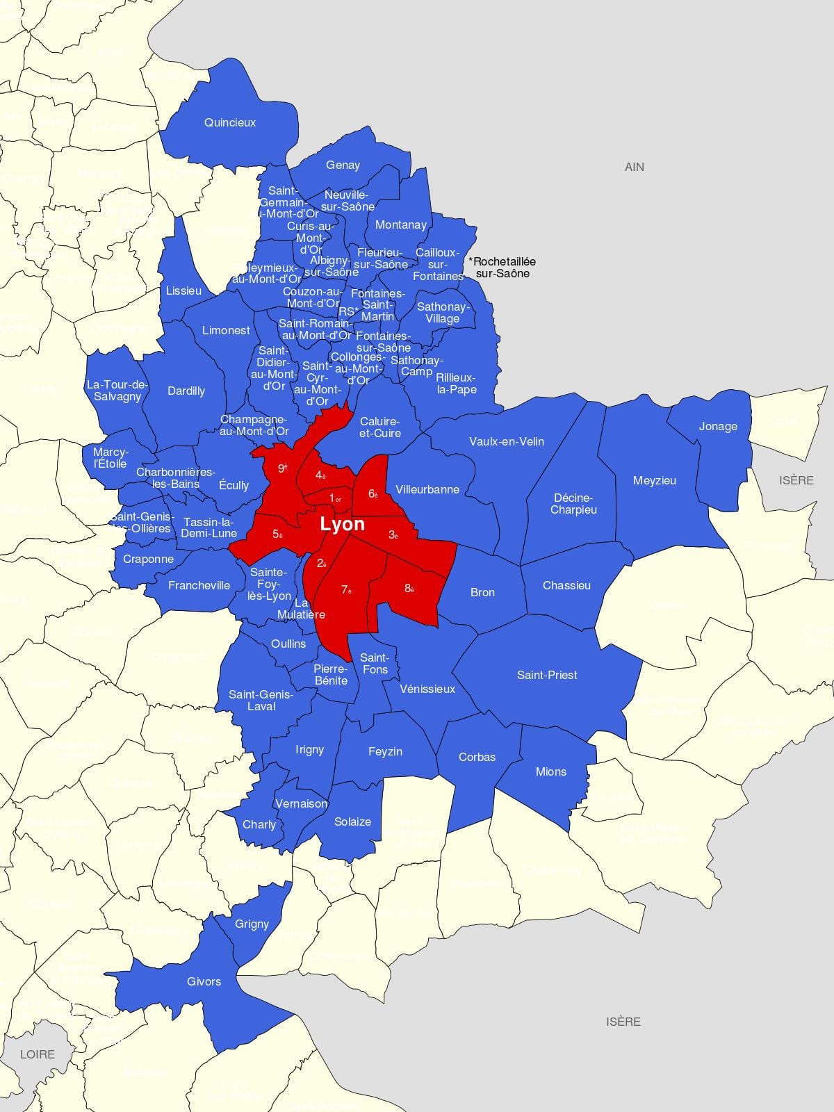 harta zona Lyon