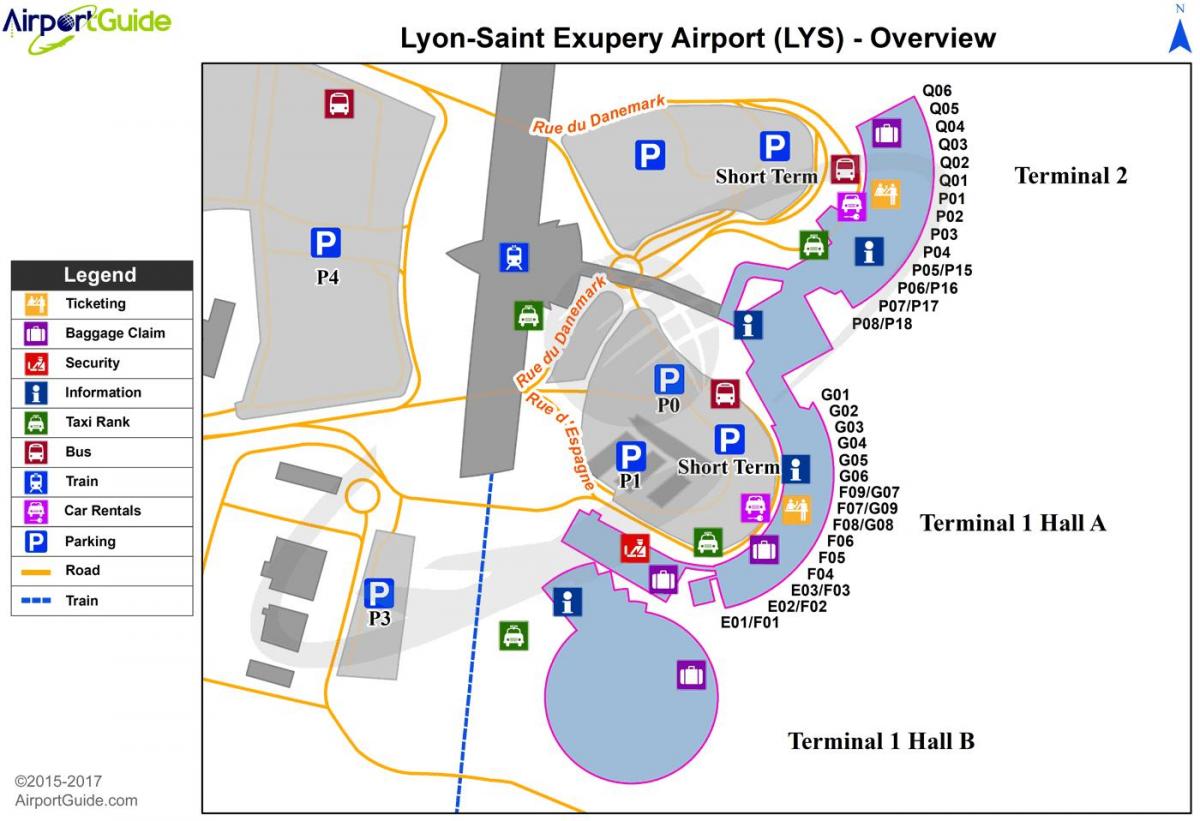 Lyon franța aeroport hartă