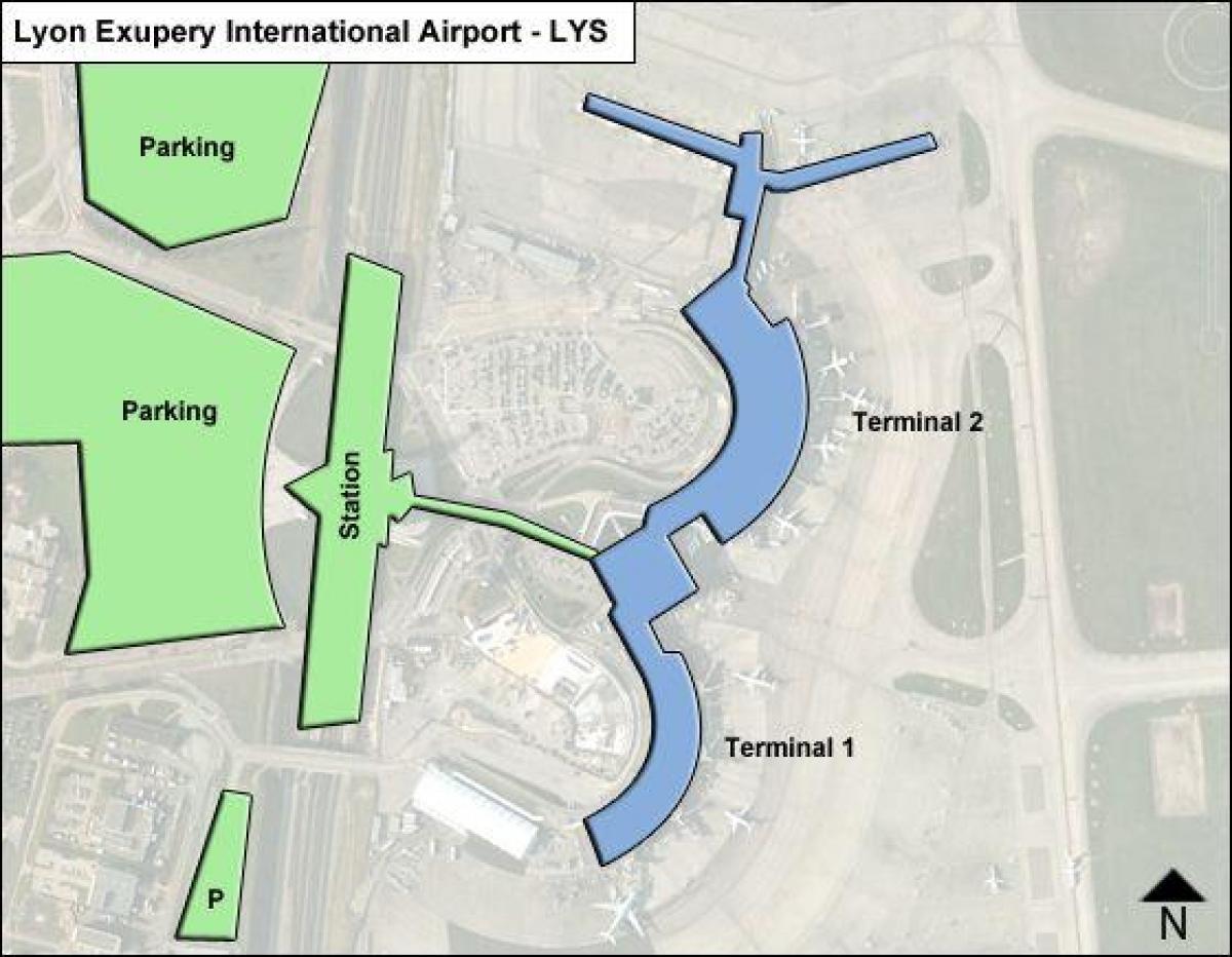 Harta Lyon aeroport terminal