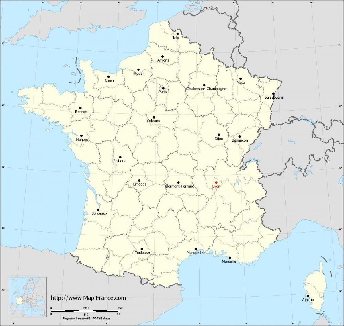 Lyon pe harta