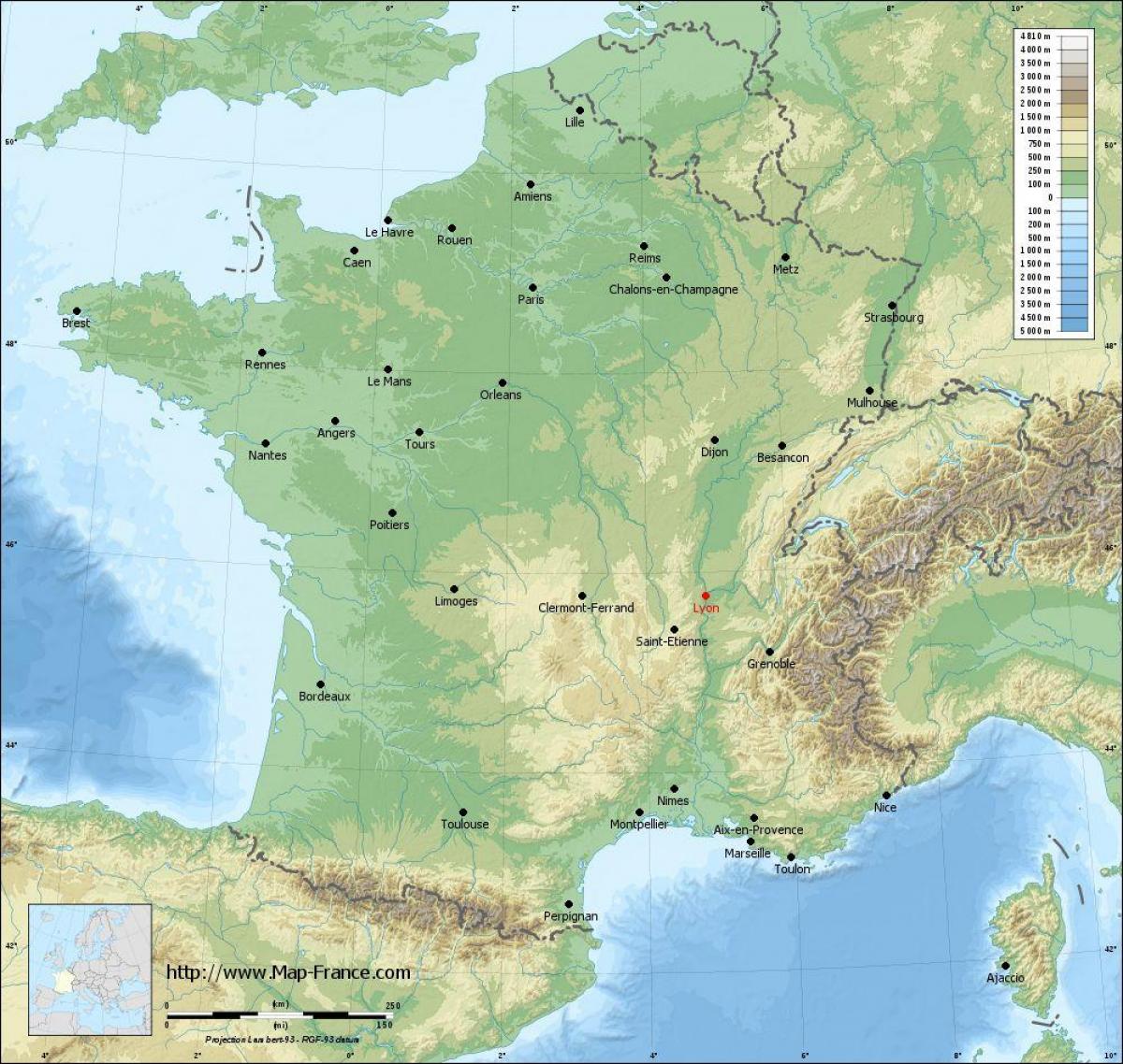 harta Lyon geografice