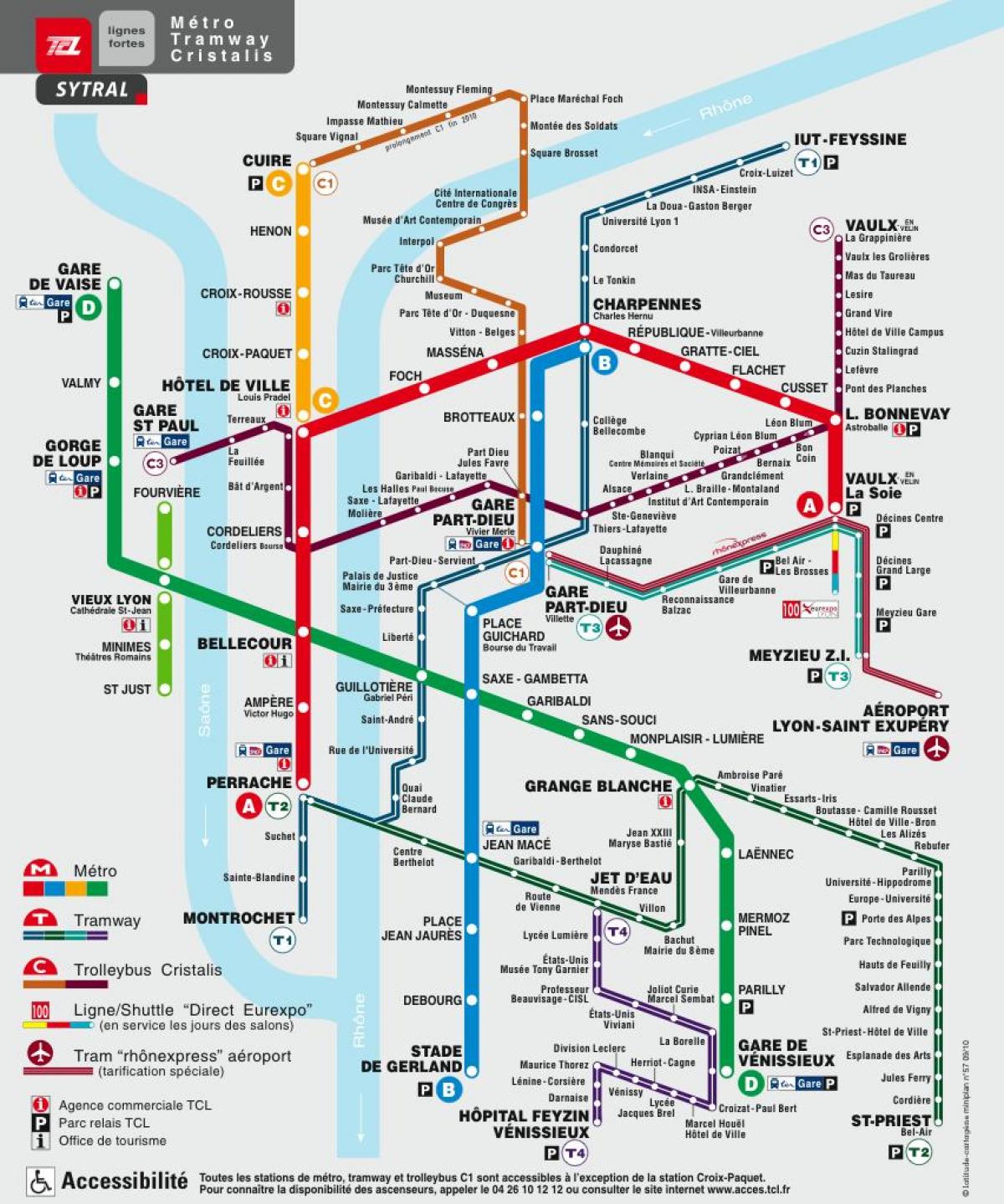 Lyon hartă de metrou