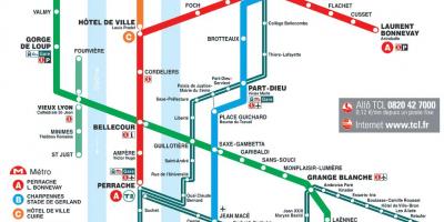 Lyon hartă de metrou 2016