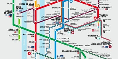 Lyon hartă de metrou