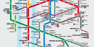 Lyon hartă de metrou